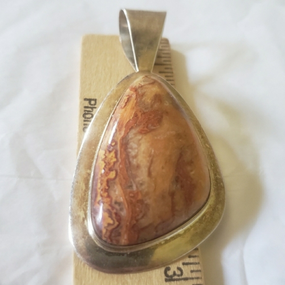 Vintage Sterling Silver Jay King DTR Trading Company Large Brown Jasper Pendant - Picture 7 of 11
